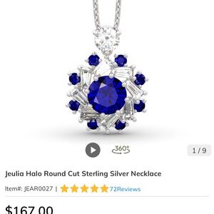 Jeulia Halo Round Cut Sterling Silver Necklace